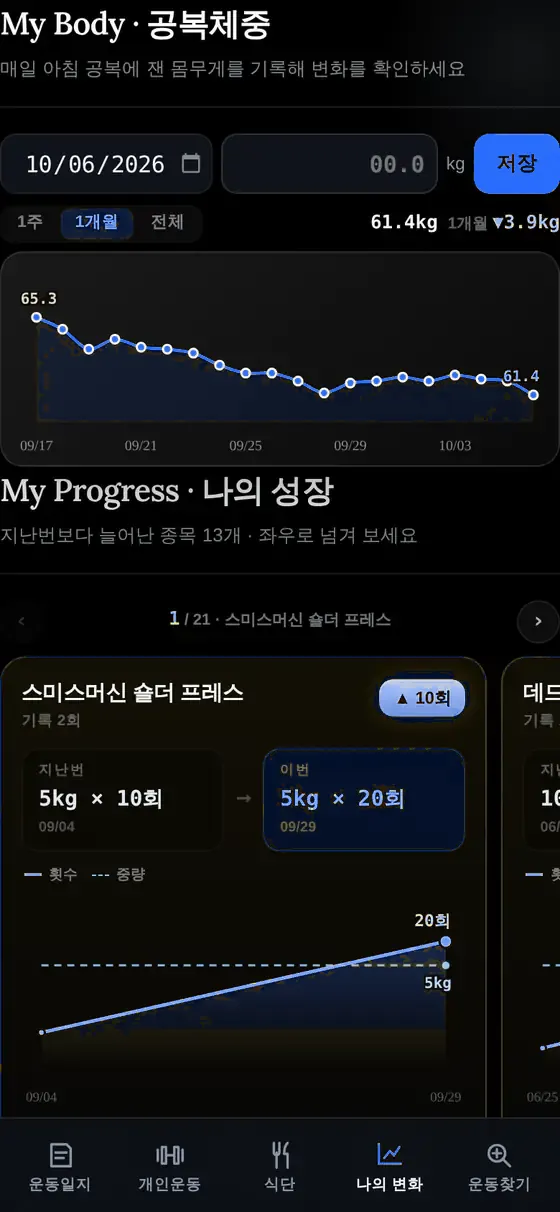 나의 변화 화면